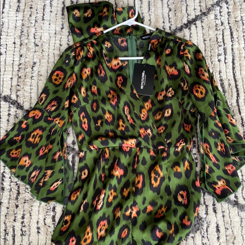 Leopard flared sleeve jumpsuit
